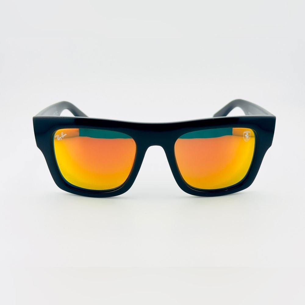 Ray-Ban Scuderia Ferrari Sunglasses RB2217M Black Frame Yellow-Orange Lenses - Picture 7 of 14